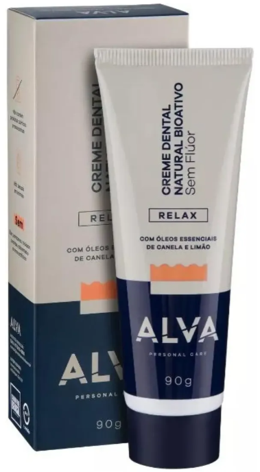 Creme Dental Natural Bioativo Alva Relax Sem Flúor 90g